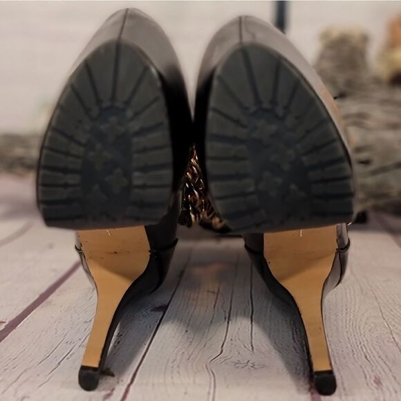 Z Gold Black ZiGi Girl Chained Platform Stiletto Sock Boots - Picture 7 of 14